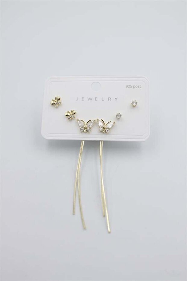 مجموعة أقراط متعددة - ذهبي - 2