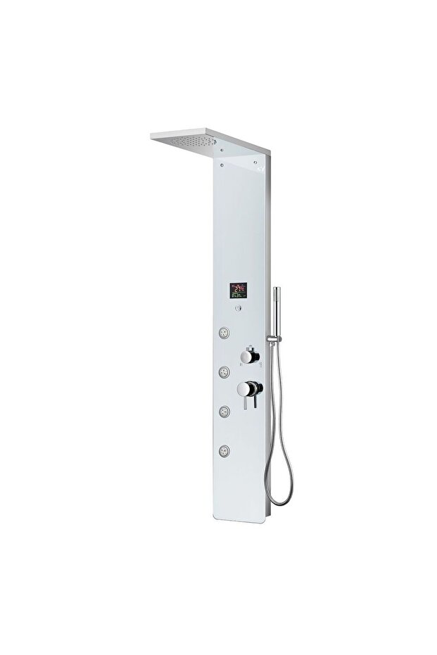 Luxe River Shower Panel, 1400x220mm Glass & PVC Shower System with Hand Shower