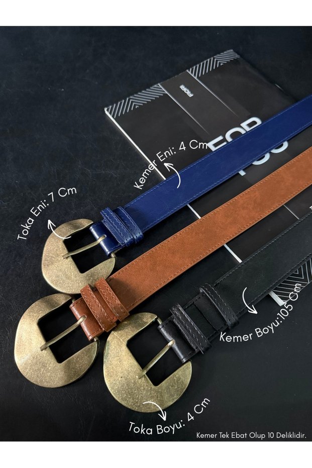 3-Pack Faux Leather Oval Buckle Women's Trouser Belt, Jacket Belt, Shirt Belt, Dress Belt