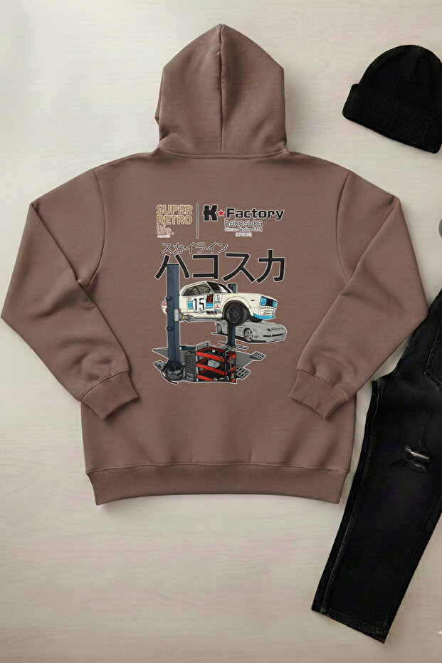 Jdm Moto - Unisex Hooded Kangaroo Pocket 3 Thread Puff (with Fleece Inside) Sweatshirt