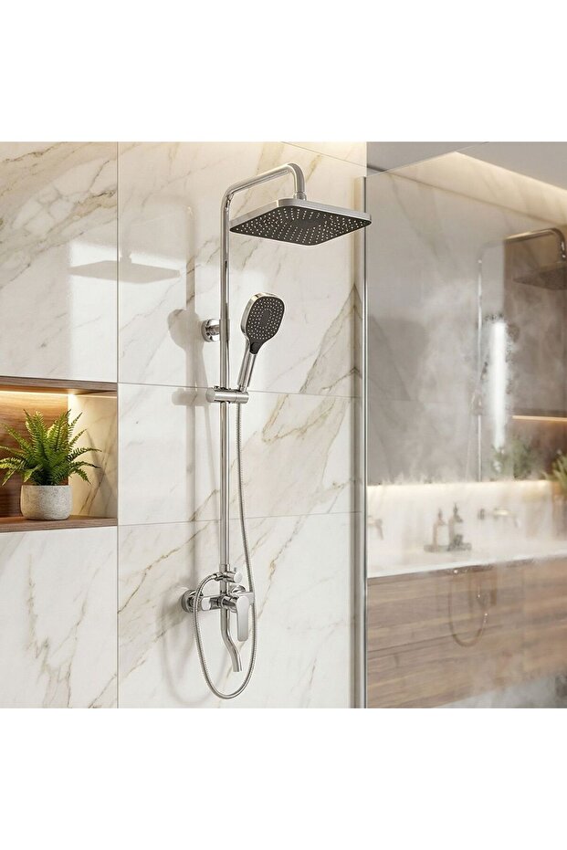Rocket Rain Shower Complete Set, Stainless Steel, Includes Rain Shower & Rod