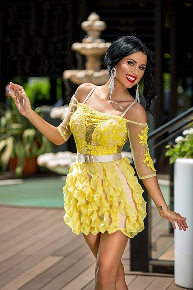 Rochie scurtă galbenă - 2