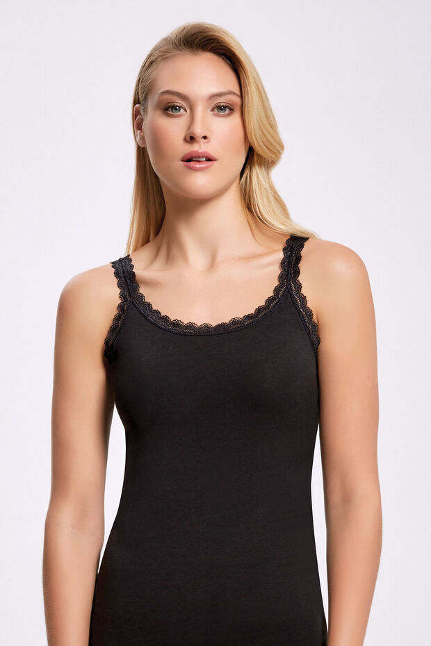 6 Pieces, Women's Tank Top, Lace Straps, 92% Cotton & 8% Lycra