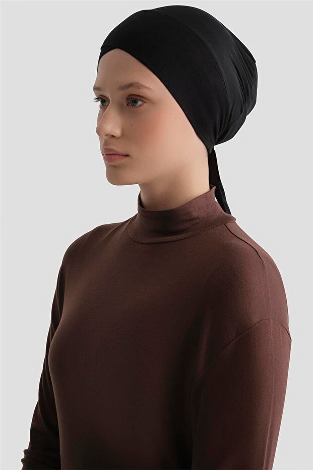 Tüllü Çapraz Bone Siyah - 1