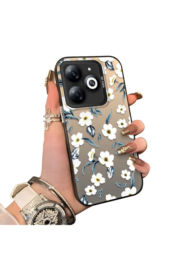 Infinix Hot 40I Compatible Hard Acrylic Back Silicone Edge Lens Protection Case