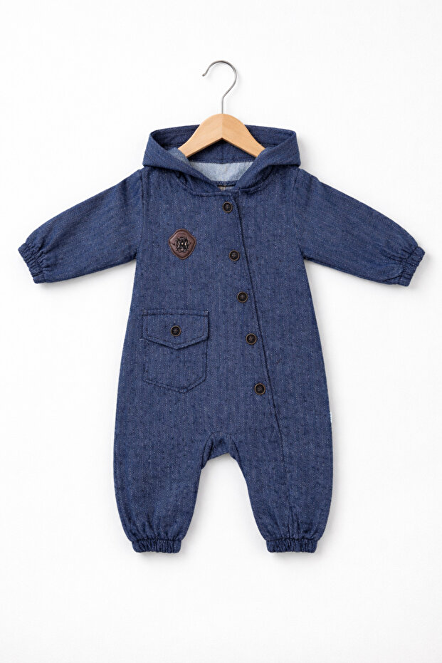 Hooded Buttoned Baby Jumpsuit