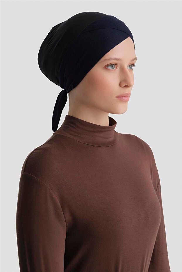 Tüllü Çapraz Bone Lacivert - 2