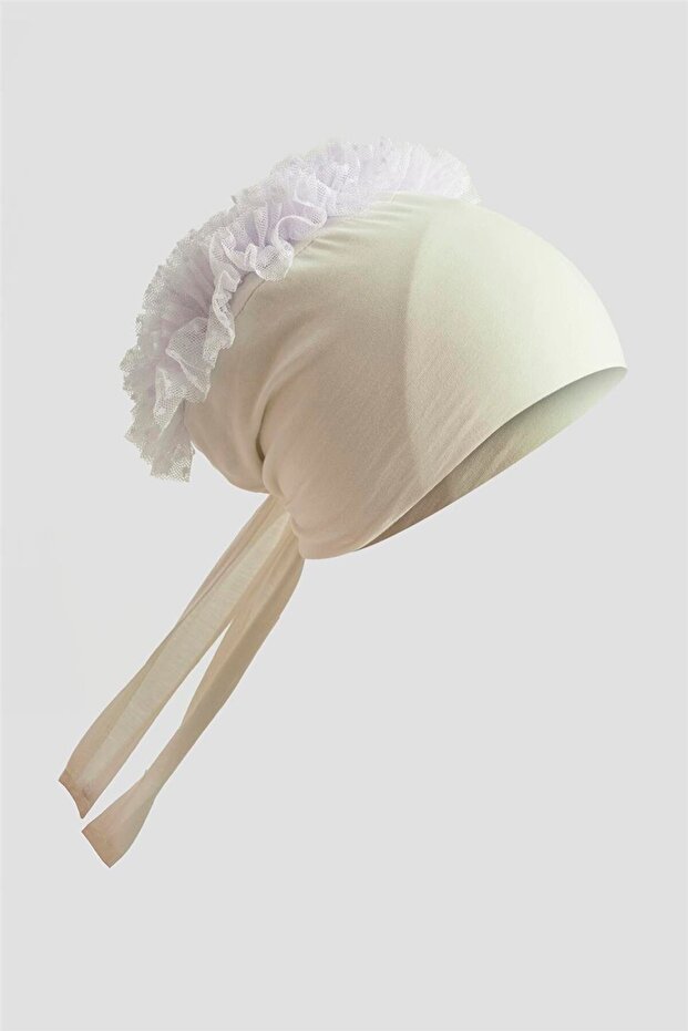 Dantel Topuzlu Bone 3-KREM - 1