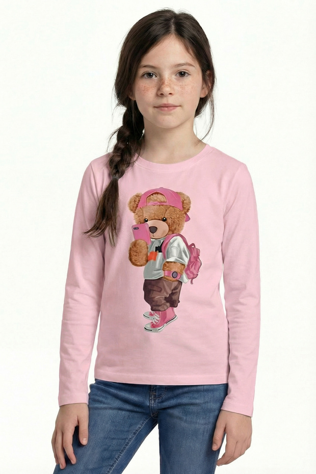 Printed Long Sleeve Girls' T-Shirt B1