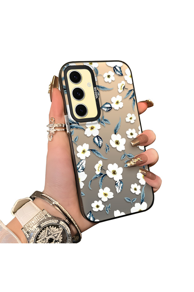 Samsung Galaxy S24 Fe Compatible Hard Acrylic Back Silicone Edge Lens Protection Case