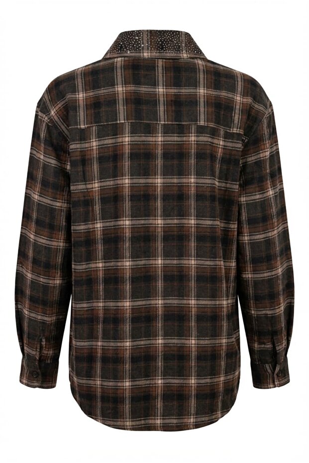 Taş İşlemeli Ekose Gömlek - 3