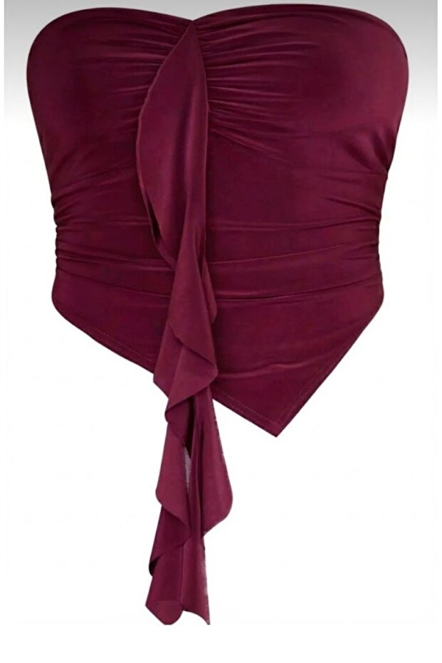 Strapless Crop Blouse with Dangle Front