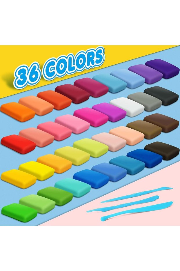 36 Color Non-Toxic Air Dry Clay Set for Kids – Soft, Lightweight Magic Clay for Creative DIY Craft