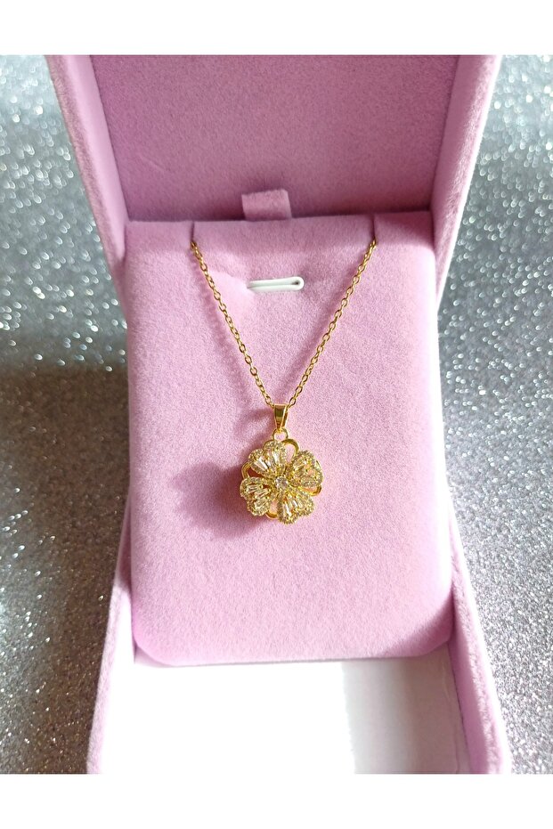 Steel Gold Rotating Necklace