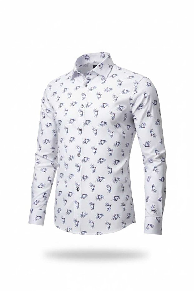 Triangle Detailed Long Sleeve Men's Shirt