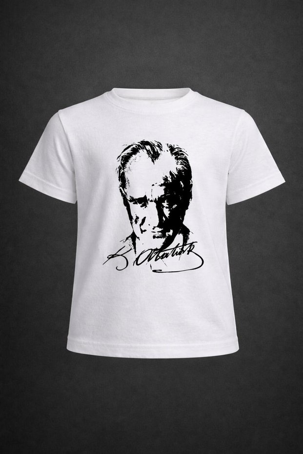 Boy-Girl Child Ataturk Printed Short Sleeve T-Shirt 23 April-10 November-19 October-Special Holidays-Sm