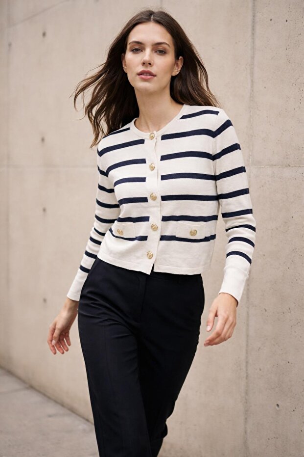 Women's striped cardigan