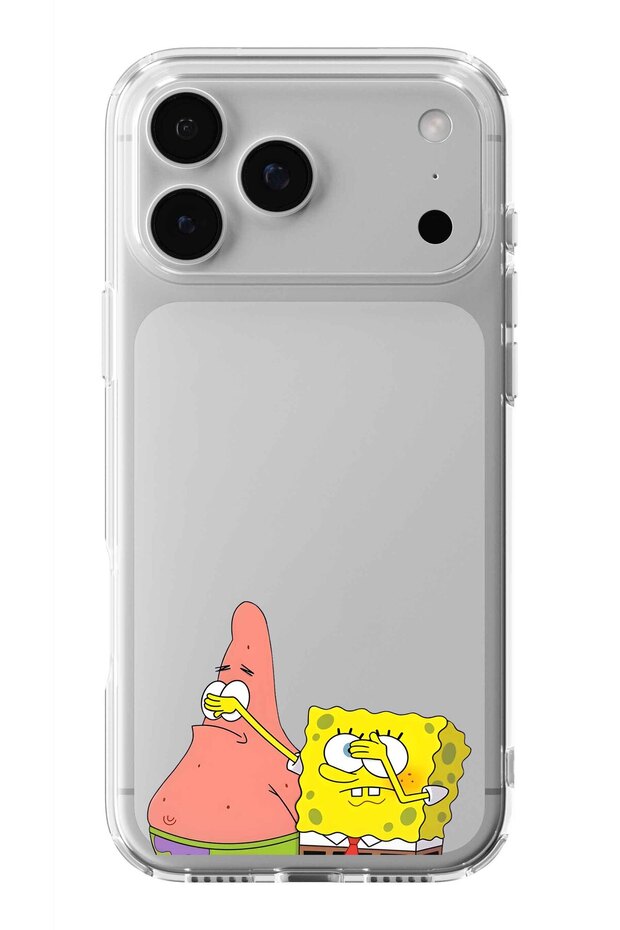 حافظة شفافة مطبوعة بتصميم سبونج بوب وباتريك متوافقة مع آيفون 17 برو - 1