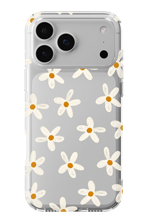 iPhone 17 Pro Compatible Floral Design Printed Transparent Case - 1