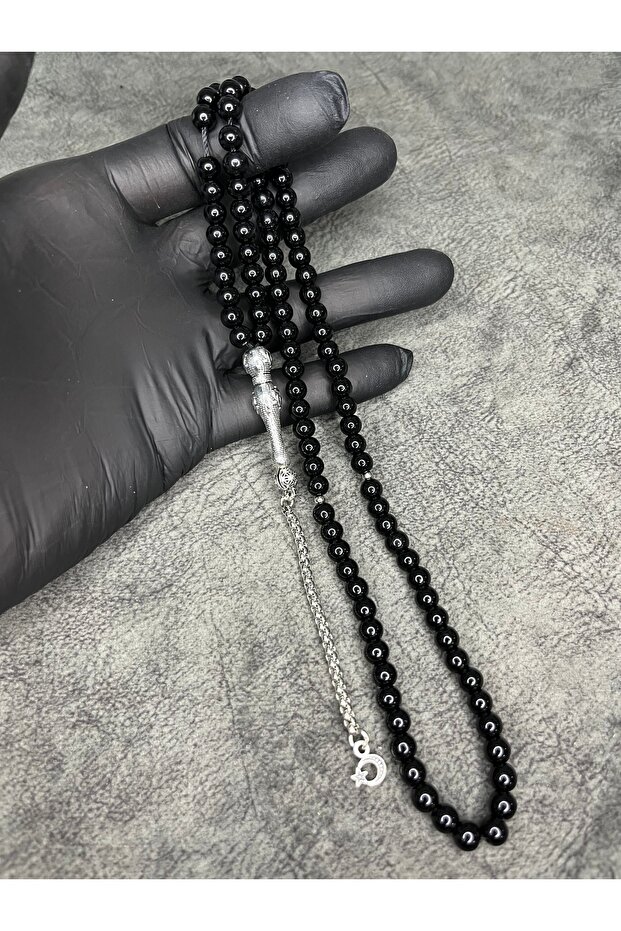 99' High-Quality Natural Glass Black Pearl Beads Prayer Beads