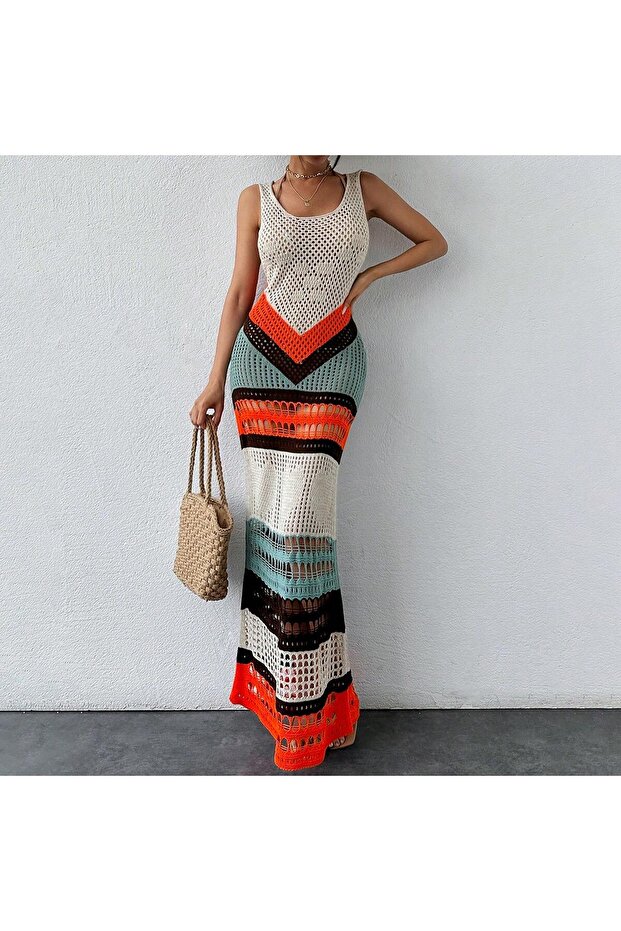 kadın örgü file elbise - 4