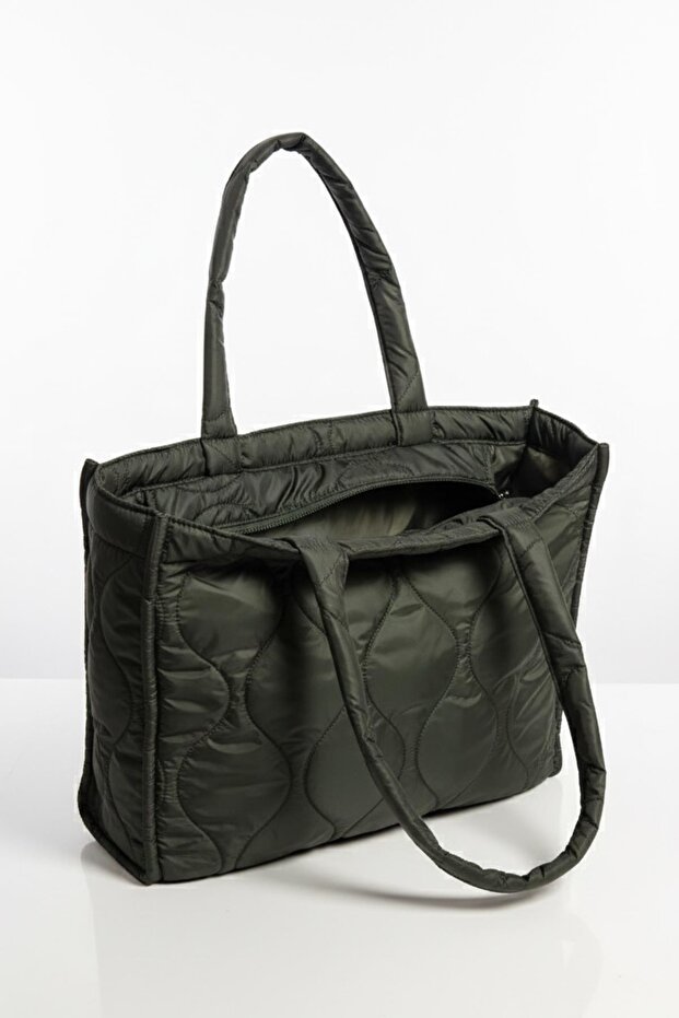 Yeşil Kapitone Çanta - Puffer Bag - 5