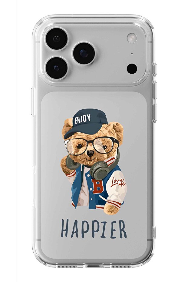 حافظة شفافة مطبوعة بتصميم دب تيدي متوافقة مع آيفون 17 برو - 1