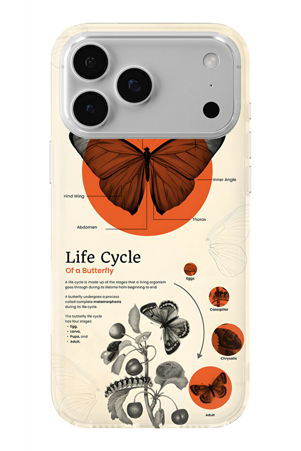 حافظة شفافة مطبوعة بتصميم فراشة متوافقة مع هاتف iPhone 17 Pro Max - 1