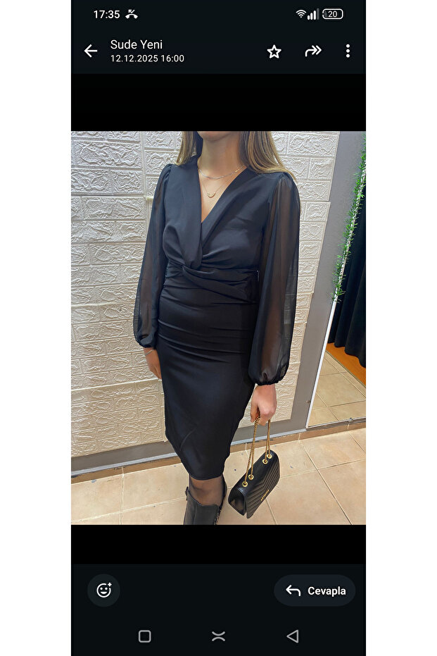 Kruvaze V yaka elbise - 2