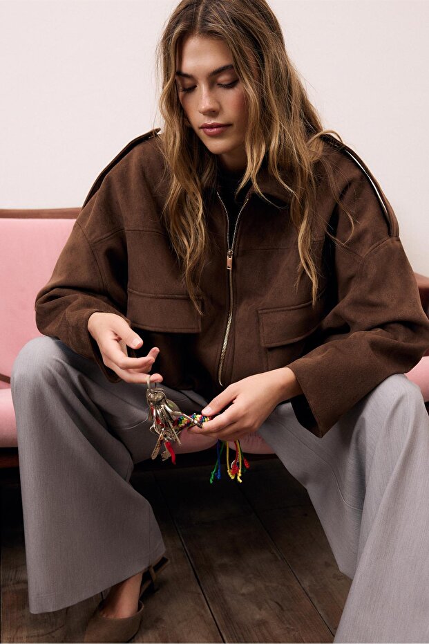 Suni süet balon ceket - 1