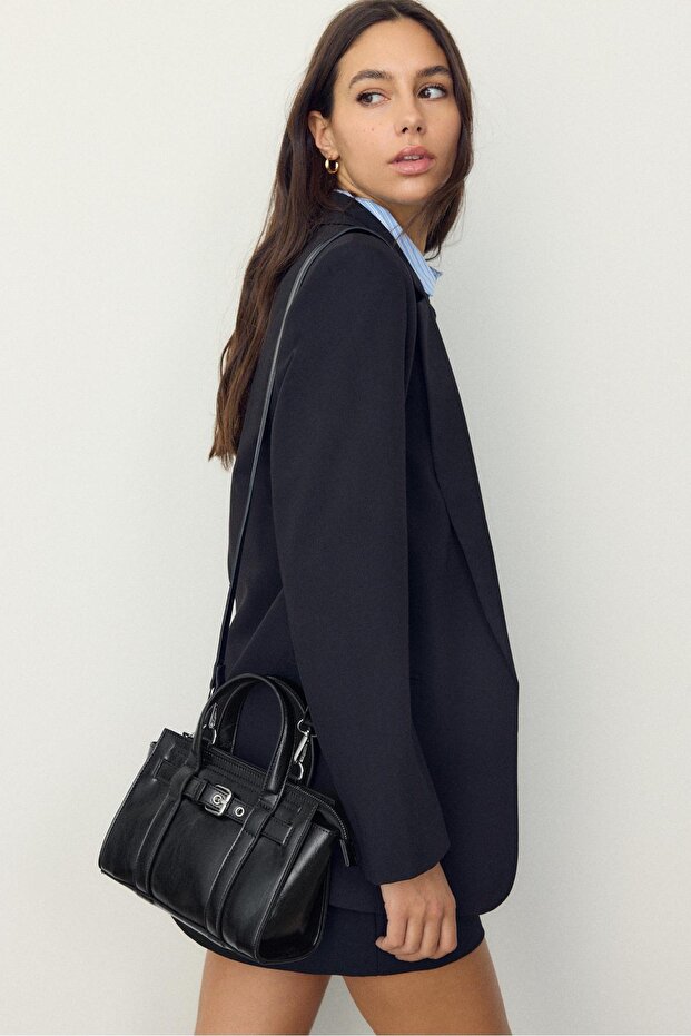 Tokalı mini tote çanta - 1