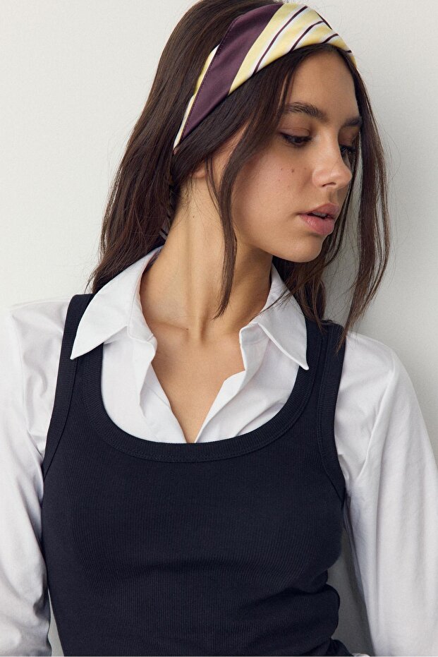 Kontrast çizgili fular - 3