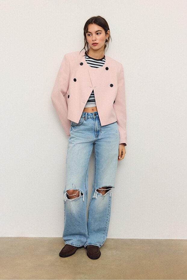 بليزر بقصة قصيرة بياقة دائرية - 2