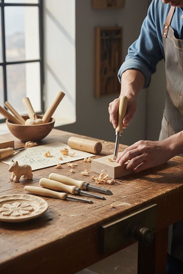 4 LÜ AHŞAP OYMA SETİ - 4