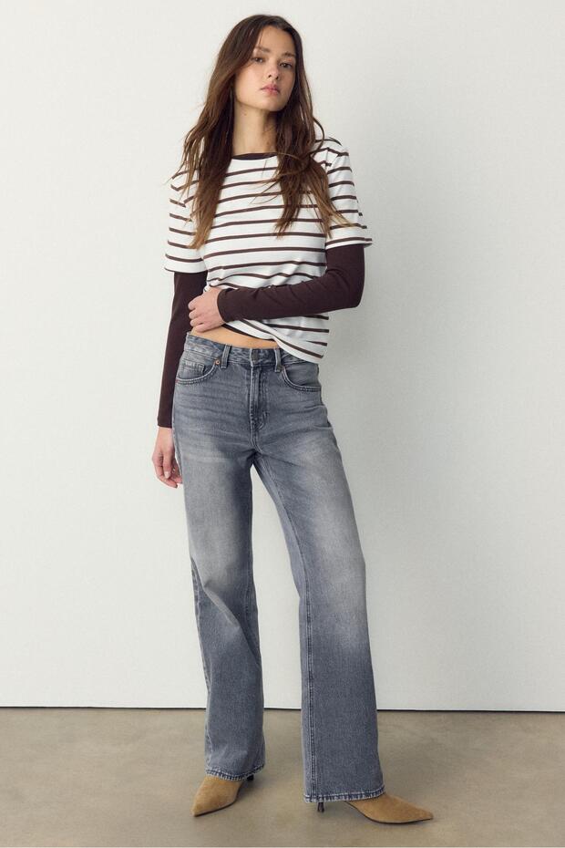 Çizgili, heavy weight, regular fit basic tişört - 2