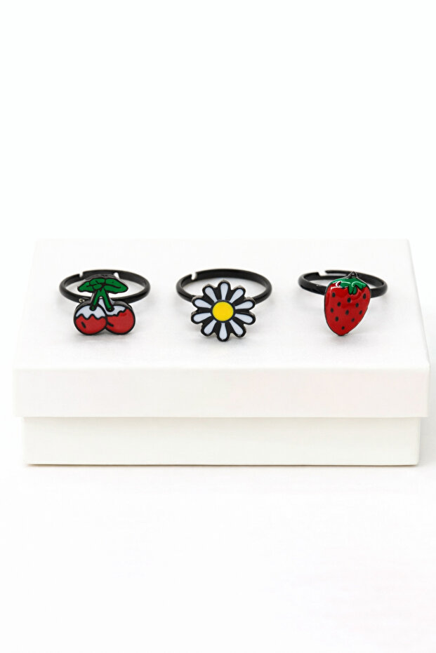 Adjustable Kuromi Rainbow Cat Rabbit Butterfly Design Children's Ring Sets