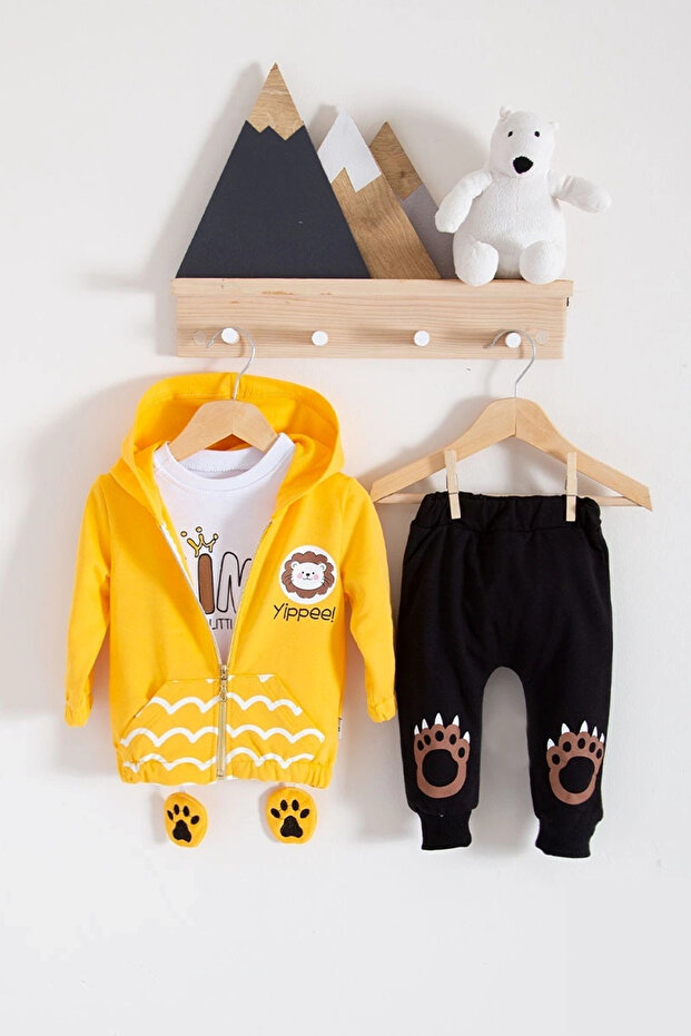 طقم طفل رضيع مكون من 3 قطع بنمط أسد - 2