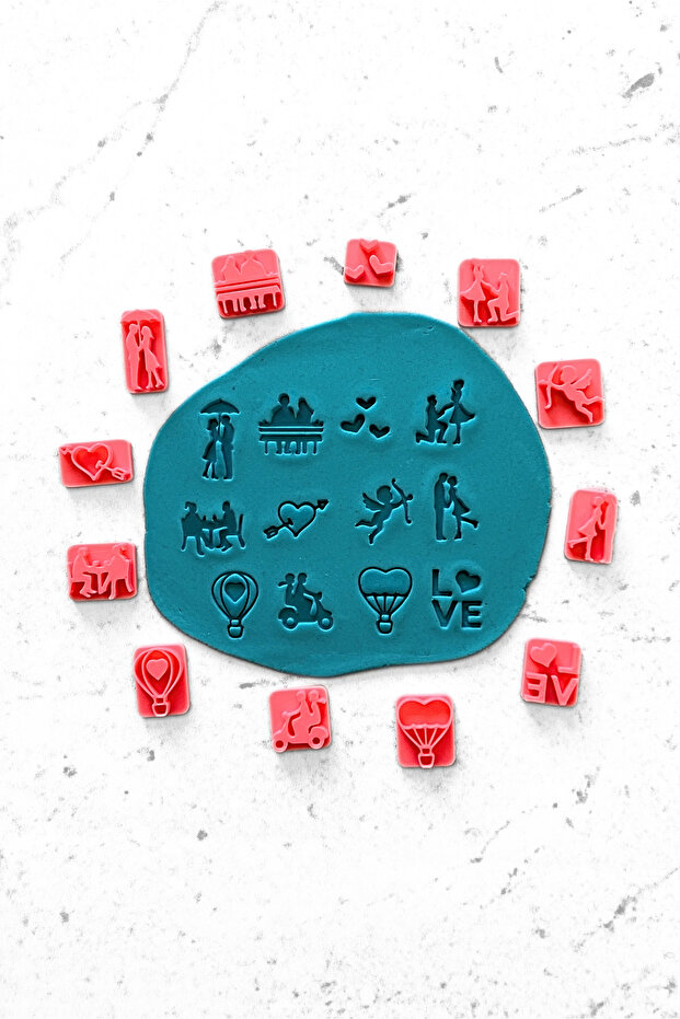 عيد الحب - مجموعة طوابع صغيرة من طين السيراميك البوليمر بتصميم الحب، مقاس 1.5-2.5 سم