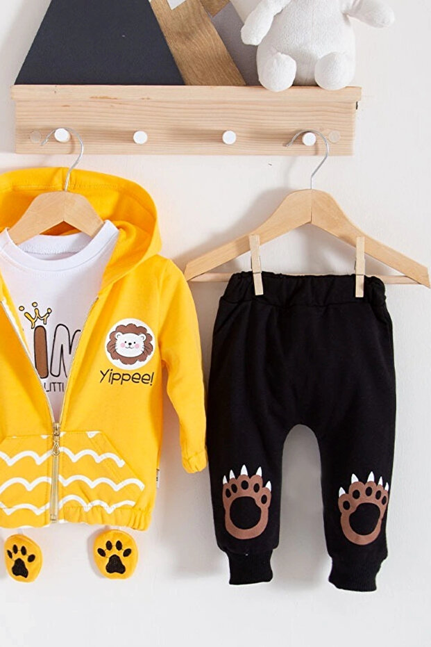 طقم طفل رضيع مكون من 3 قطع بنمط أسد - 4