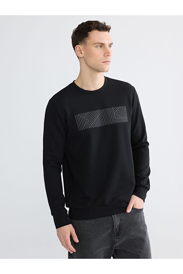 Mg trenden black bicycle collar printed men's sweatshirt