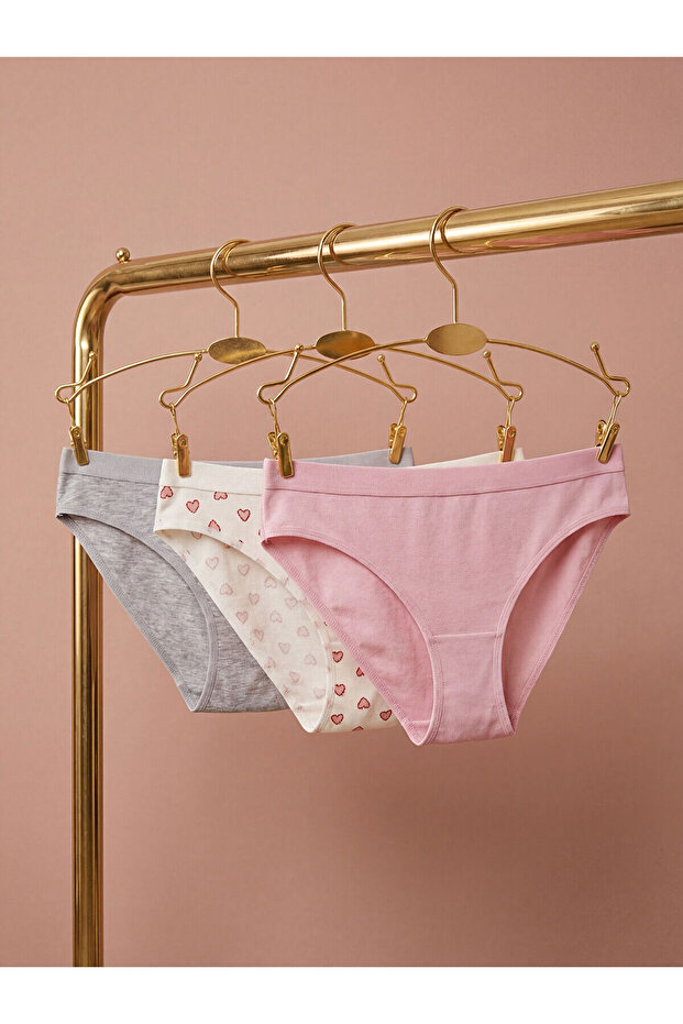 Pink Patterned Bikini Panties 3-Pack (S6)