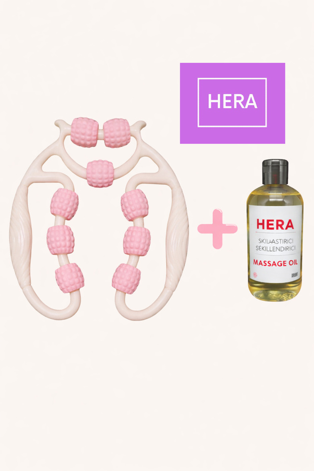 Muscle Relaxant Cellulite Massager + Massage Oil Lymphatic Drainage Roller Leg Arm