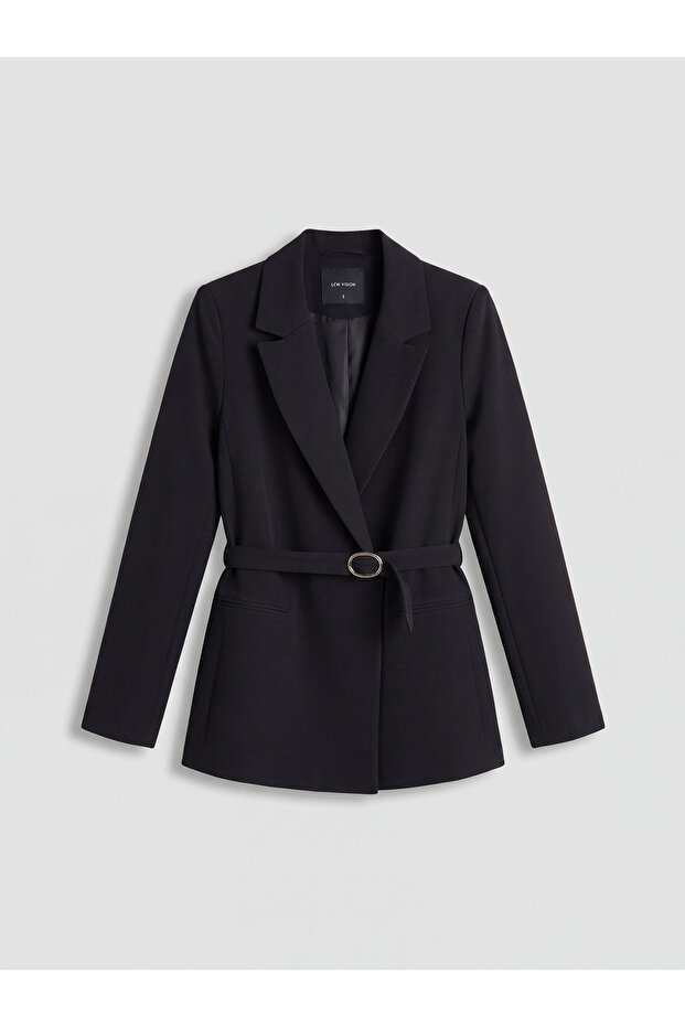Ermus Global and Siyah Belt Li Crepe Women's Blazer Jacket
