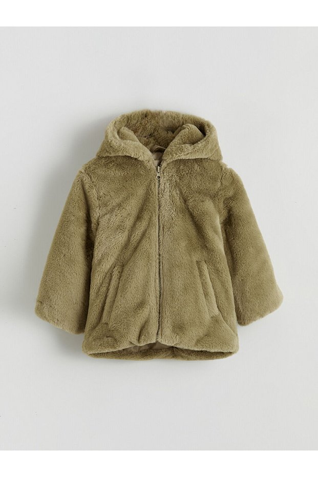 Vizyon New Season Hooded Girl's Plush Coat