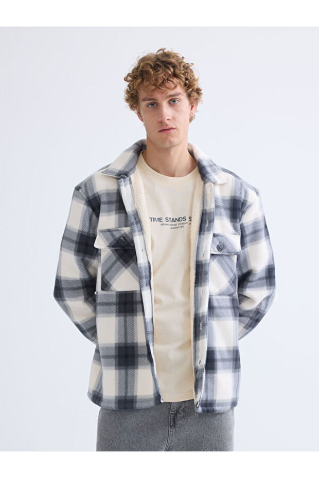 Comfortable Fit Long Sleeve Checkered Embroidered Men's Shirt Jacket by Uzg Store for Style Enthusiasts