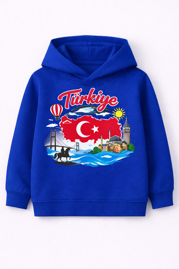 100% Cotton Turkey Printed Children's Hooded Sweatshirt