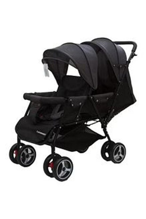 عربة أطفال قابلة للطي مزدوج - أسود - 1