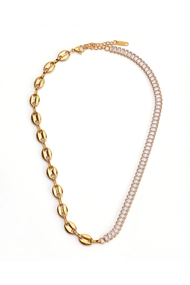 Baguette shape Zircon tennis necklace