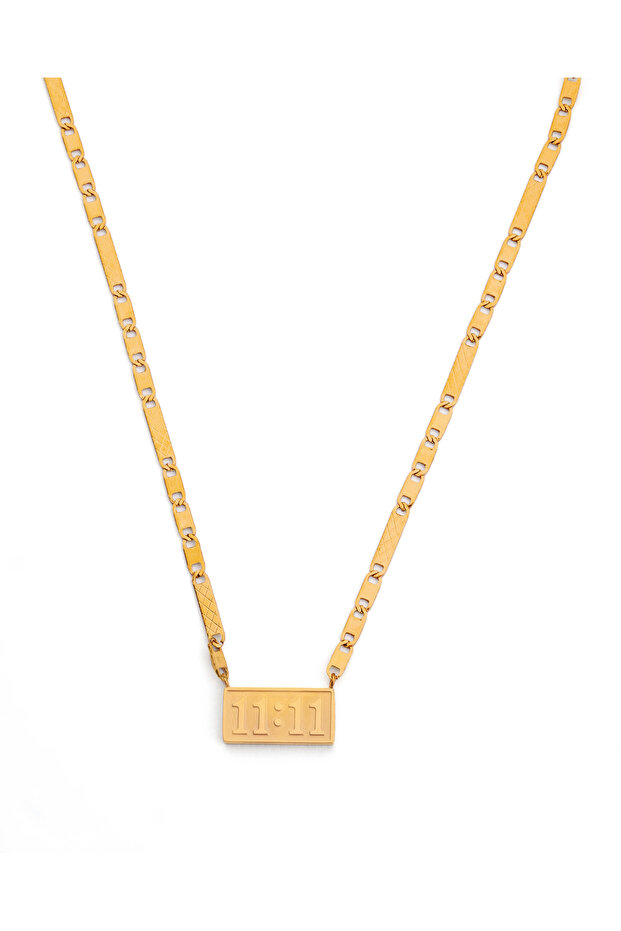 Angel Number Rectangle Pendant Gold Plated Necklace