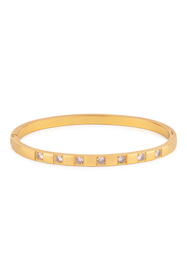 Zircon Clasp Bangle Bracelet